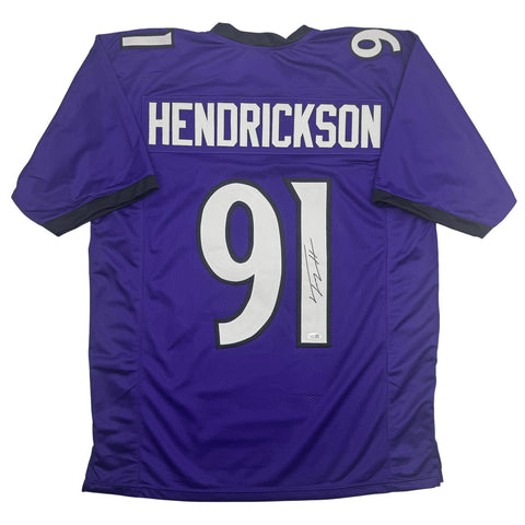 Autographed/Signed Trey Hendrickson Baltimore Purple Jersey BAS COA