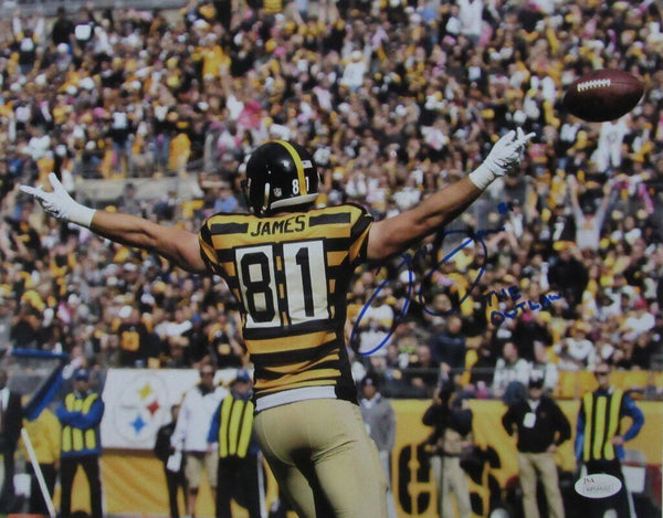 Jesse James Steelers Signed/Inscr"The Outlaw" 11x14 Color Photo JSA 141517