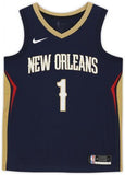 FRMD Zion Williamson Pelicans Signed Navy Nike Swingman Jersey with "Zanos" Insc