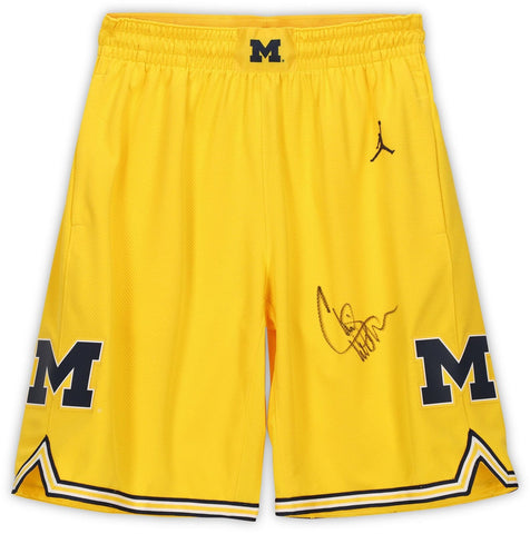 Chris Webber Michigan Wolverines Signed Jordan Yellow Rep Basketball Shorts