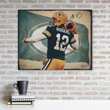 Aaron Rodgers Packers Signed 20x24 Canvas Giclee Print-Brian Konnick-12 of LE 50