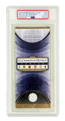 Ronaldinho Signed 2003 Barcelona Debut Match Ticket - PSA 5 Autograph 10