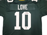 GREEN BAY PACKERS JORDAN LOVE AUTOGRAPHED GREEN JERSEY BECKETT WITNESS 239855