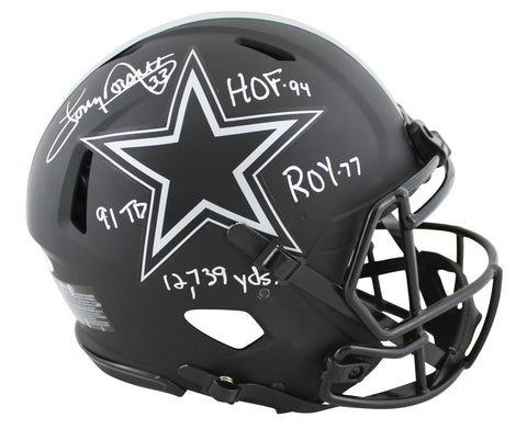 Cowboys Tony Dorsett "4x Stat" Signed Eclipse Full Size Speed Proline Helmet BAS