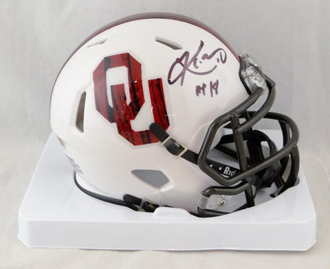 Kyler Murray Signed Sooners Bring the Wood Speed Mini Helmet w/HT- Beckett Auth