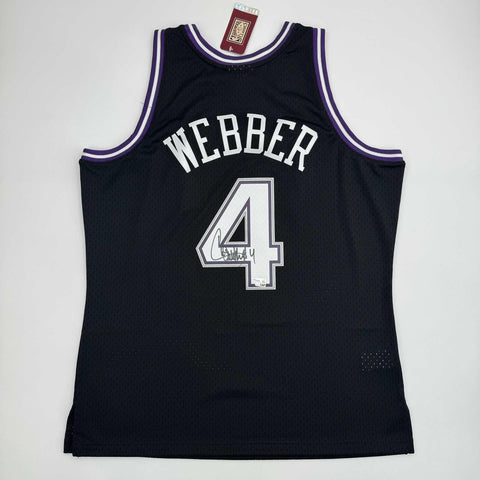 Autographed/Signed Chris Webber Sacramento Black Basketball Jersey Fanatics COA