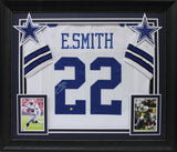 Emmitt Smith Authentic Signed White Pro Style Framed Jersey BAS Witnessed 2