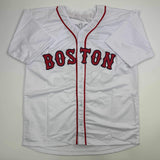 Autographed/Signed Derek Lowe Boston White Baseball Jersey Beckett BAS COA