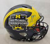 JJ MCCARTHY SIGNED MICHIGAN NAT CHAMPS LOGO SPEED AUTHENTIC HELMET "GO BLUE" BAS