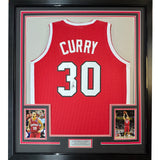 Framed Autographed/Signed Stephen Steph Curry 35x39 Davidson Red Jersey JSA COA