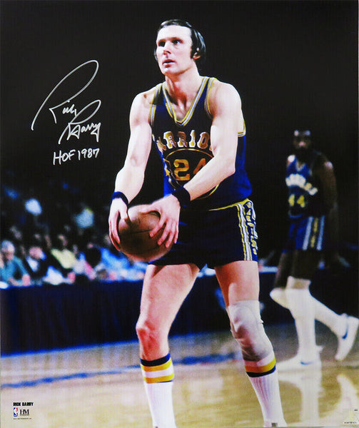 Rick Barry Signed Warriors Under Hand FT Shot 16x20 Photo w/HOF 1987 - (SS COA)