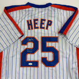 Signed Danny Heep 86 WS Champs New York Pinstripe Jersey JSA COA