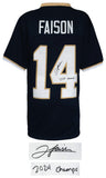 Jordan Faison Signed Navy Custom Lacrosse Jersey w/2024 NCAA Champs - (SS COA)