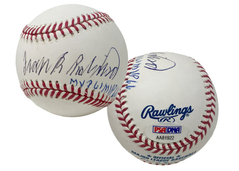 Frank Robinson Autographed "MVP 61 MVP 66" Official MLB Baseball PSA/DNA