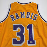 Autographed/Signed Kurt Rambis Los Angeles LA Yellow Jersey Beckett BAS COA