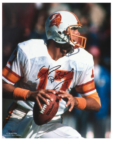 Steve DeBerg Signed Buccaneers Dropback Action 16x20 Photo (SCHWARTZ SPORTS COA)