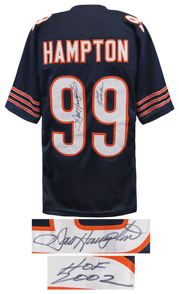 Dan Hampton Signed Navy Custom Football Jersey w/HOF 2002 - (JSA COA)