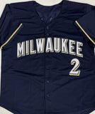 BILL HALL Signed Custom Replica Brewers Navy Jersey AUTO - BAS