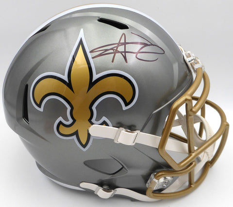 Alvin Kamara Autographed Flash Gold Full Size Helmet Saints Beckett QR #1W403127