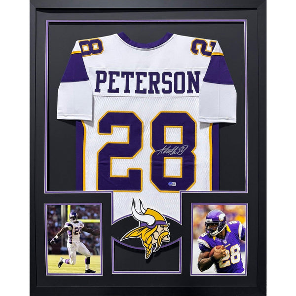 Adrian Peterson Autographed Signed Framed White Vikings Jersey BECKETT