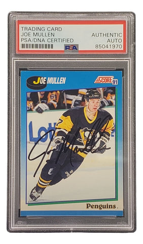 Joe Mullen Signed 1991 Score #488 Pittsburgh Penguins Hockey Card PSA/DNA
