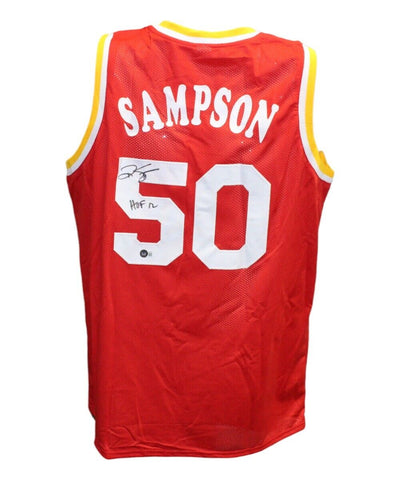 Ralph Sampson Autographed/Signed Pro Style HOF Red Jersey Beckett 41180