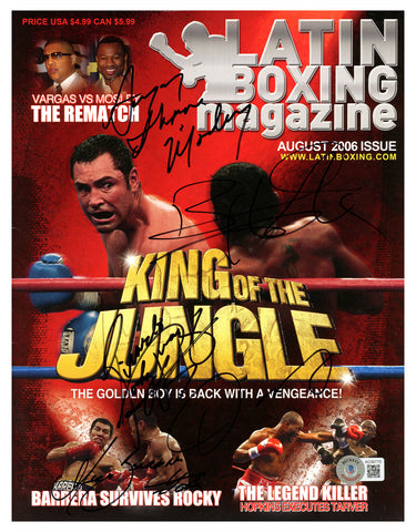 Boxing Legends Autographed Latin Boxing 5 Sigs De La Hoya & Mosley Beckett