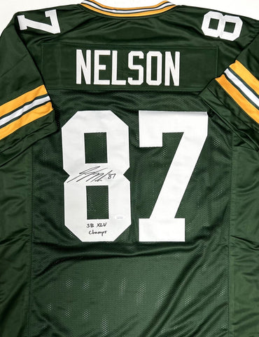 JORDY NELSON - Packers Signed Custom Replica Green Jersey AUTO w/ XLV Champs BAS