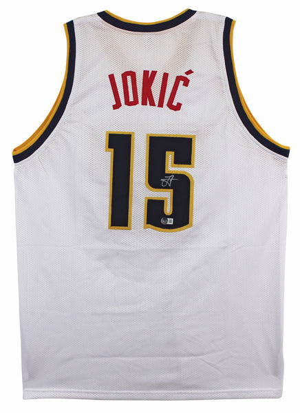 Nikola Jokic Authentic Signed White Pro Style Jersey Autographed BAS Witnessed