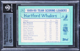 Whalers Ron Francis Signed 1990 Topps Tiffany Team SL #21 Card BAS Slabbed