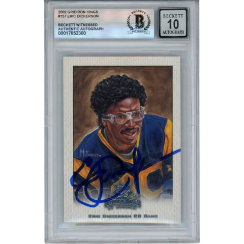 Eric Dickerson Autographed 02 Gridiron Kings #157 Slabbed Card Beckett 50625
