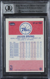 76ers Julius "Dr. J." Erving Signed 1986 Fleer #31 Card Auto 10! BAS Slabbed