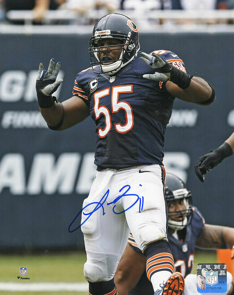 Lance Briggs Signed Chicago Bears Navy Jersey 8x10 Photo - (SCHWARTZ SPORTS COA)