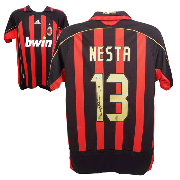 Alessandro Nesta Signed AC Milan Home Soccer Jersey #13 with Beckett Witness