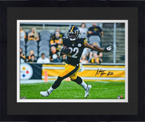 Framed Najee Harris Pittsburgh Steelers Signed 16" x 20" Black Running Photo