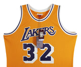 Lakers Magic Johnson "HOF 02" Signed Yellow M&N HWC Swingman Jersey BAS Wit 2