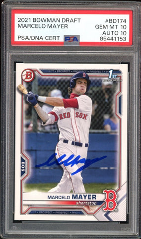 2021 Bowman Draft #BD-174 Marcelo Mayer RC On Card PSA 10/10 Auto GEM MINT