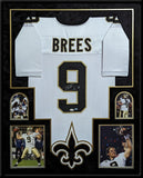 FRAMED IN SUEDE NEW ORLEANS SAINTS DREW BREES AUTOGRAPHED SIGNED JERSEY JSA COA