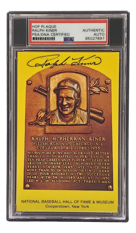 Ralph Kiner Signed 4x6 Pittsburgh Pirates HOF Plaque Card PSA/DNA 85027897