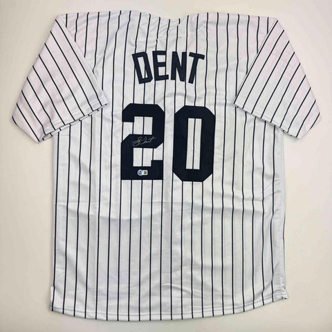 Autographed/Signed Bucky Dent New York Pinstripe Jersey Beckett BAS COA