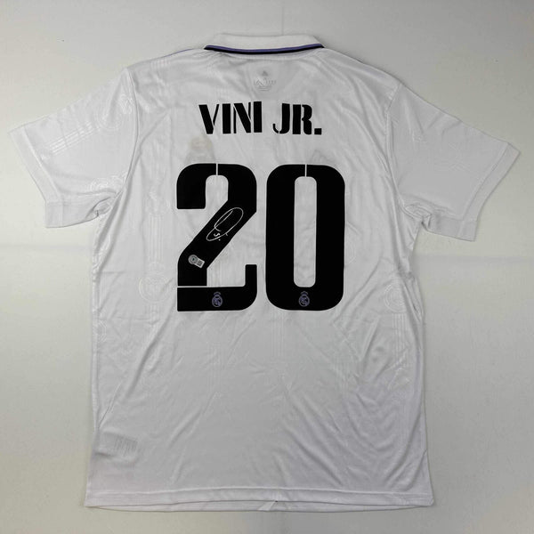 Autographed/Signed Vini Vinicius Jr. Real Madrid 2022-23 White Jersey BAS COA