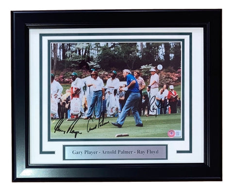 Arnold Palmer Gary Player Ray Floyd Signed Framed 8x10 Golf Photo BAS BH78971