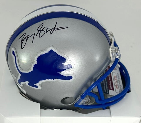 Lions BARRY SANDERS Signed Riddell VSR4 1983-95 Throwback Mini Helmet AUTO - JSA