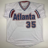 Autographed/Signed Phil Niekro Atlanta White Jersey JSA COA Holo Only
