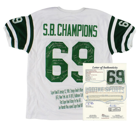 1969 NY Jets Alumni Signed Custom S.B. Champions White NFL Jersey-Joe Namath