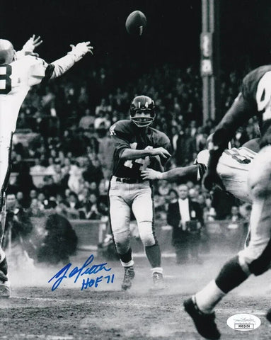 Y. A. Tittle Signed New York Giants 8x10 Photo (JSA COA) 7 TD Passes Single Game