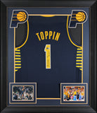 Obi Toppin "Go Pacers!" Signed Navy Pro Style Framed Jersey BAS Witnessed