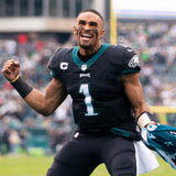 Jalen Hurts Signed Philadelphia Eagles 35 x 43 Framed Jersey (JSA Hologram) Q.B