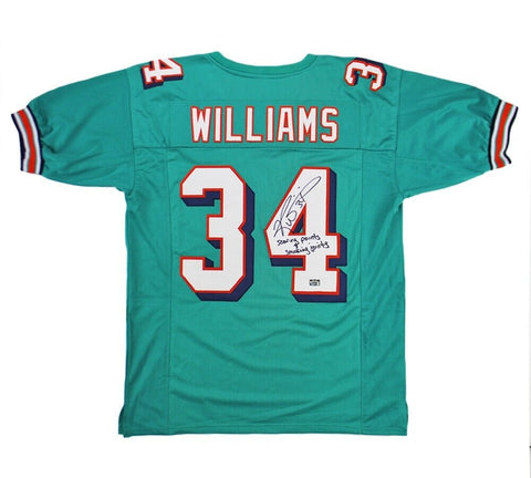 Ricky Williams Signed Miami Custom Teal Jersey with "Smoking Joints & Scoring Po