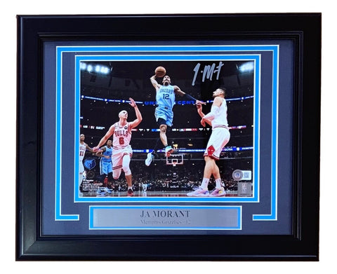 Ja Morant Signed Framed 8x10 Memphis Grizzlies vs Chicago Bulls Photo BAS